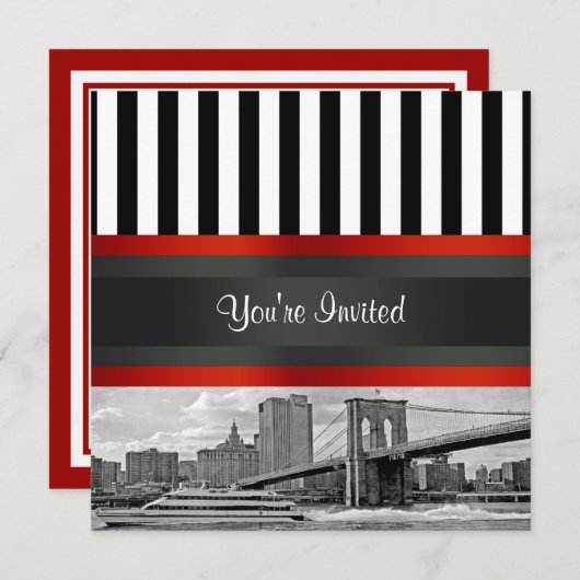 NYC Skyline Brooklyn Bridge, Party Einladung (Vorne/Hinten)