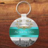 NYC Skyline BW 05 White Aquamarin Invite Suite Schlüsselanhänger (Vorderseite)