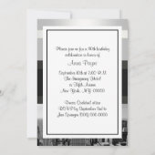 NYC Skyline BW 05 White, Black Birthday Einladung (Rückseite)