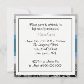 NYC Skyline BW 05 White Blue 2 Abschluss Einladung (Rückseite)