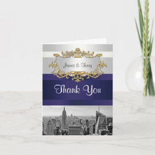 NYC Skyline BW 05 White Navy Blue Vielen Dank Dankeskarte