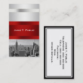 NYC Skyline BW 05 White Red Invite Suite Visitenkarte (Vorne/Hinten)