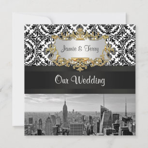 NYC-Skyline BW 431 Damast-Hochzeitseinladung Einladung