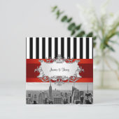 NYC Skyline BW B2 Einladung zur Hochzeit F2 (Stehend Vorderseite)