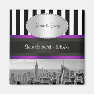 NYC Skyline BW Blk Wht Lila P Rett Date Magnet