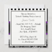 NYC Skyline BW Blk Wht Strip Purpl H Sweet 16 Part Einladung (Rückseite)