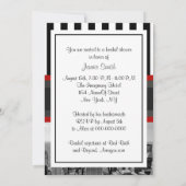 NYC Skyline BW Schwarz-weiß Strip 2P Brautparty Einladung (Rückseite)