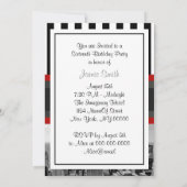 NYC Skyline BW Schwarz-weiß Stripe 2P Sweet 16 Einladung (Rückseite)