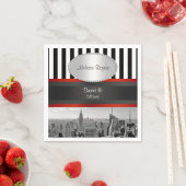 NYC Skyline BW Schwarz-weiß Stripe P Sweet 16 Serviette (Beispiel)