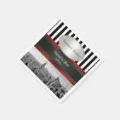 NYC Skyline BW Schwarz-weiß Stripe P Wedding Serviette (Ecke)