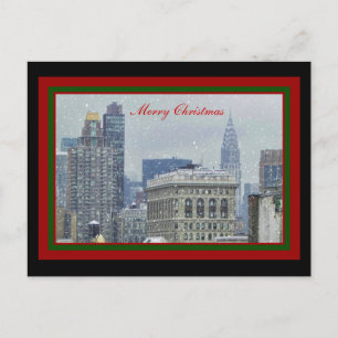 NYC Skyline Chrysler Bldg, Flatiron Snow Christmas Feiertagspostkarte