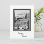 NYC Skyline Chrysler Flatiron BW Wedding #1 Einlad Einladung (Stehend Vorderseite)