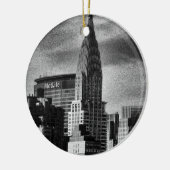 NYC Skyline: Chrysler Gebäude, Met Life BW Keramik Ornament (Links)