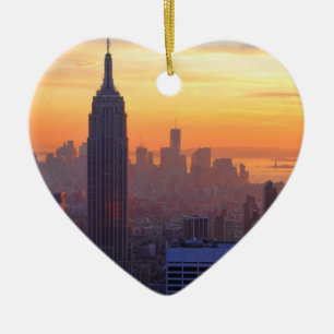 NYC-Skyline: Emp St Bldg Orange Sonnenuntergang Keramikornament