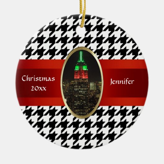 NYC Skyline: Emp St Gebäude Xmas #5 Keramik Ornament (Vorne)