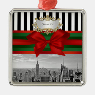 NYC Skyline Empire St Bldg Weihnachten Schwarz Wei Silbernes Ornament