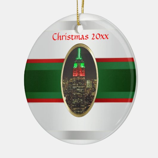 NYC Skyline: Empire State Gebäude Night Xmas #6W Keramikornament (Links)