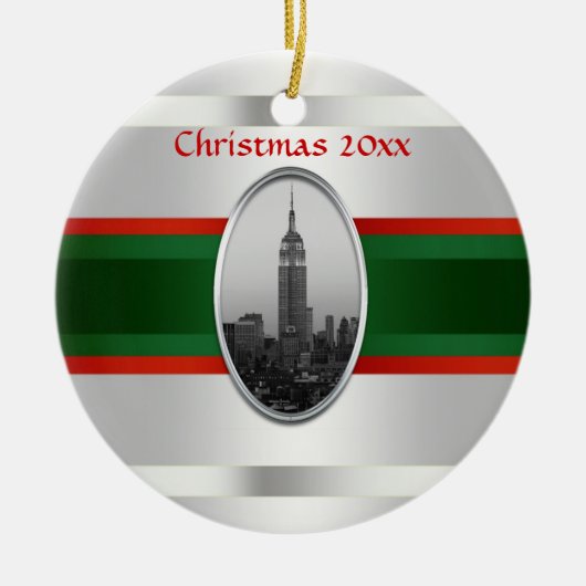 NYC Skyline: Empire State Gebäude Xmas #4W Keramik Ornament (Vorne)