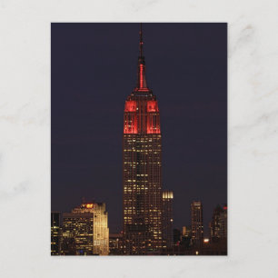 NYC Skyline ESB alle rot Postkarte