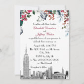 NYC Skyline ESB Etch Burg Blu Green Floral Wedding Einladung (Vorderseite)