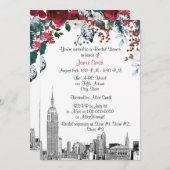 NYC Skyline ESB Etch Burg Grn Brautparty Einladung (Vorne/Hinten)