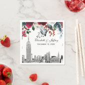 NYC Skyline ESB Etch Burgundy Grn Floral Watercole Serviette (Beispiel)