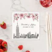 NYC Skyline ESB Etch Pink Floral Water Serviette (Beispiel)