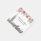 NYC Skyline ESB Etch Pink Floral Water Serviette (Ecke)