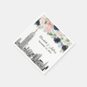NYC Skyline ESB Etch Pink WhBlue Gold Floral Serviette (Ecke)
