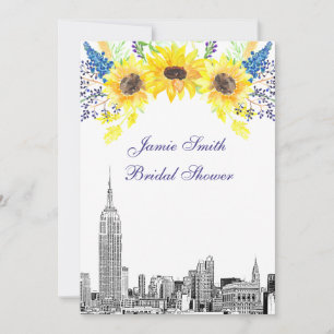 NYC Skyline ESB Etch Sunflower #2 Brautparty Einladung