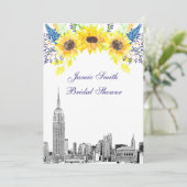 NYC Skyline ESB Etch Sunflower #2 Brautparty Einladung (Stehend Vorderseite)
