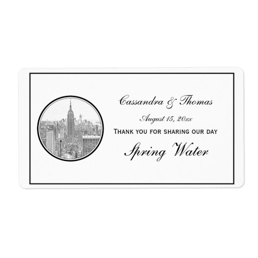 NYC Skyline ESB Round Etched 01 H Water Flasche (Vorne)