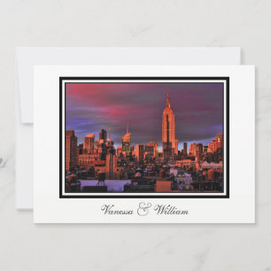 NYC Skyline ESB Surreal Sunset Wedite Einladung