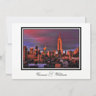 NYC Skyline ESB Surreal Sunset Wedite Einladung