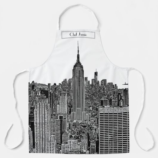 NYC Skyline ESB Top of the Rock Etched White BG Schürze (Vorderseite)