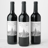 NYC Skyline ESB Top of the Rock Etched Wine Label Weinetikett (Flaschen)