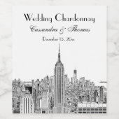 NYC Skyline ESB Top of the Rock Etched Wine Label Weinetikett (Einzelnes Label)