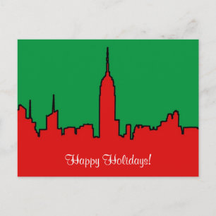 NYC Skyline: ESB Weihnachts-Silhouette Feiertagspostkarte