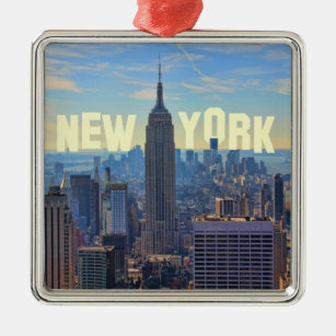 NYC Skyline ESB, World Trade 2C Ornament Aus Metall