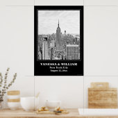 NYC Skyline ESB WTC Etch BW Wedding Poster (Küche)