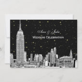 NYC Skyline Etch Starry DIY BG Wedding Invite Einladung (Vorderseite)