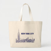 NYC Skyline Etched 01 Blue Jumbo Stoffbeutel (Vorne)