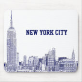 NYC Skyline Etched 01 Blue Mousepad (Vorne)