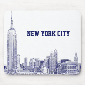 NYC Skyline Etched 01 Blue Mousepad