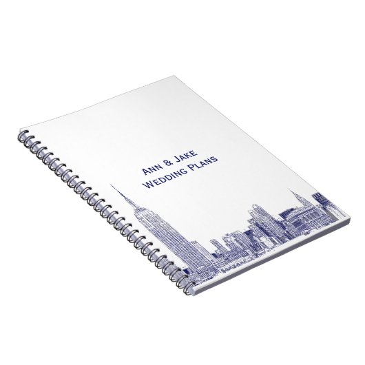 NYC Skyline Etched 01 Blue Notizblock (Rechte Seite)