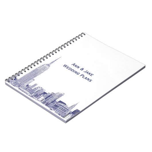 NYC Skyline Etched 01 Blue Notizblock (Linke Seite)