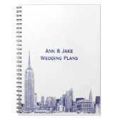 NYC Skyline Etched 01 Blue Notizblock (Vorderseite)