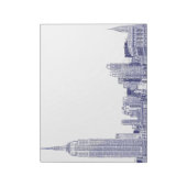 NYC Skyline Etched 01 Blue Notizblock (Rotiert)