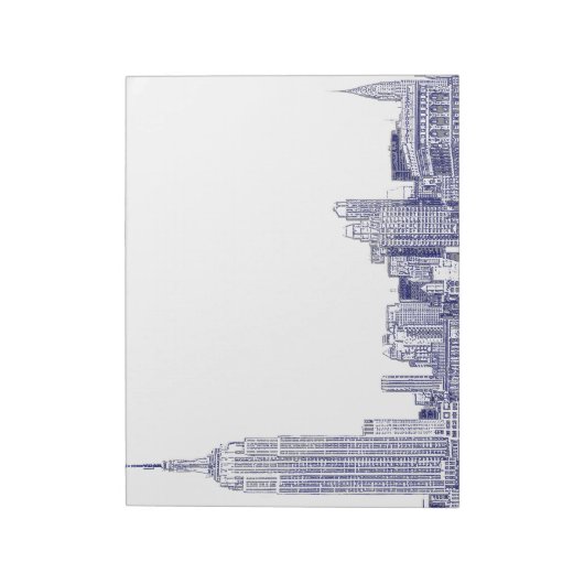 NYC Skyline Etched 01 Blue Notizblock (Rotiert)
