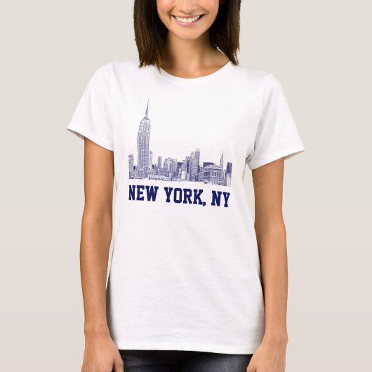 NYC Skyline Etched 01 Blue T-Shirt (Vorderseite)
